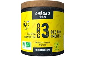 Omega 3 – Huile de Chia Bio – 80 gélules – Cognition et Système Immunitaire – Haute Concentration en ALA – 40 jours de cure – Les Bio Frères