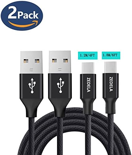 USB C Cable ZEDELA 2 Pack (1.2M/4FT,1.8M/6FT )Braided Type C (USB-C) to standard USB A Cable Nexus 6P/5X, Pixel C，ChromeBook Pixel, Lumia 950/ 950XL, Apple New Macbook 12 Inch, Nokia N1, and Other Type-C Supported Devices,3.3ft/1M