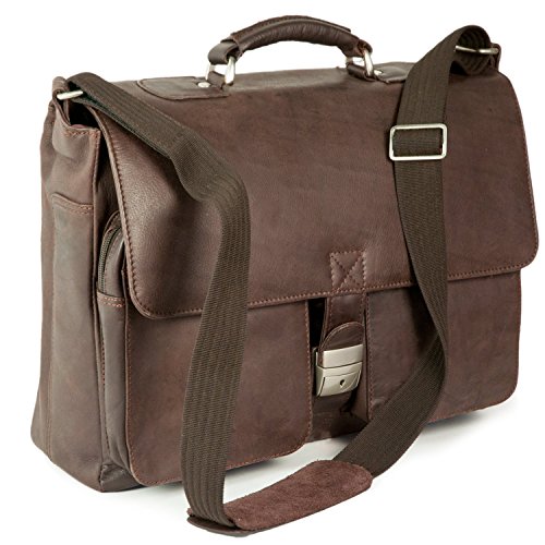 Elegante Aktentasche Größe L / Laptoptasche bis 15,6 Zoll, aus Nappa-Leder, für Damen und Herren, in verschiedenen Farben, Jahn-Tasche 750