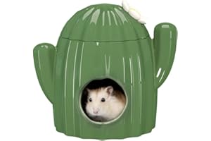 BUCATSTATE Maison de Hamster en Céramique – Cachette et Habitats de Hamster en Forme de Cactus Idéal pour Nain Gerbille Souris Ours Doré