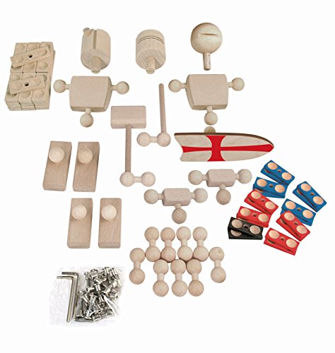 Rewoodo Set de construcción para 2 héroes, Juguetes de Madera, Kit de construcción de Figuras de acción de Madera y Metal par niños y niñas Desde los 3 años de Edad