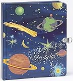  Diario secreto de los niños - Tapa dura - el espacio exterior - brilla en la oscuridad - 200 páginas con cerradura y llave - Tamaño 160 mm x 140 mm