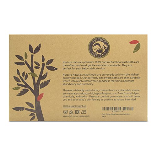 Nurture Naturals Baby Waschlappen Aus Bambus, Tüchern für Babies, farbstofffrei, 25 cm x 25 cm, 6ser Packung-Perfekt Baby Tücher - 7