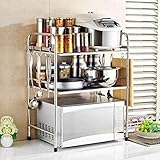 MTX Ltd Supports De Four À Micro-Ondes Supports De Rangement Pour Ustensiles De Cuisine en Acier Inoxydable Supports De Tourelle Étagères De Four À Trois Couches, a