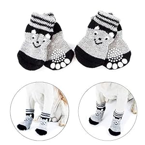 Vibury Calcetines Antideslizantes para Mascotas, Control de tracción para el Uso en Interiores, Protectores de Patas para Perros Gatos (S)