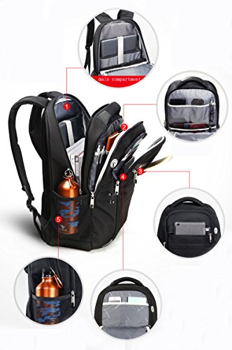 Aspen Business Laptop Rucksack 15.6-17 Zoll Wasserdicht Wanderrucksack Sportrucksack Reiserucksack Schulrucksack Mädchen Herren Damen - 4