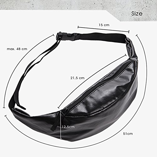 Doris Boutique Fu – PU Leder Damen Herren Neutral Gürteltasche Bauchtasche Hüfttasche Geldbeutel Bikertasche - 2