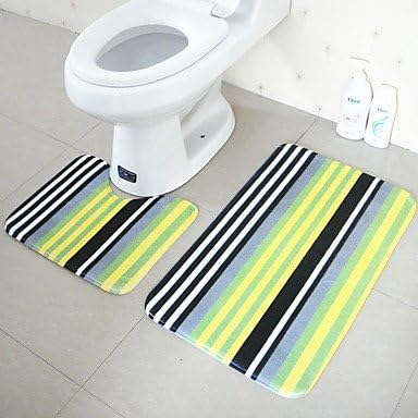 Modern style polyester 2 piece bathroom rugs set (u-shaped bathroom rugs, rectangular bath rugs) , yellow
