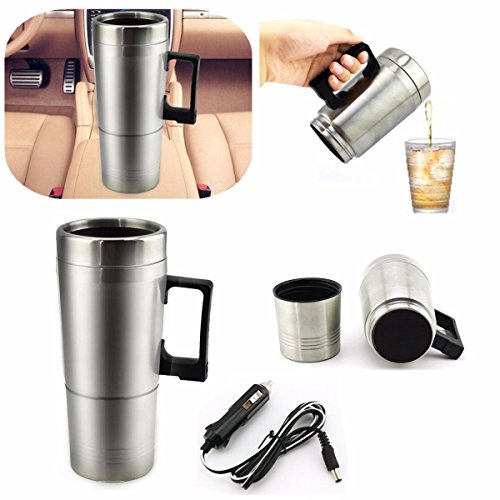 ELEGIANT Auto Isolierbecher Trinkflasche Wasserflasche Kaffeeflasche 300ML Edelstahl KFZ 12V Flaschenwärmer Kostwärmer Wasser Tee Kaffee Getränke Thermobecher Stainless Steel Bottle für Winter Outdoor Trinkflasche Camping