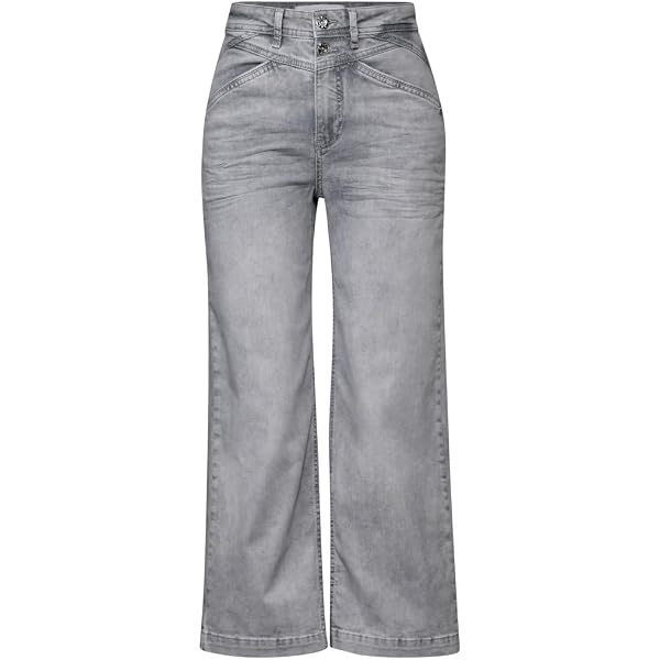 STREET ONE Damen High Waist Jeans – Authentic Light Blue, Wide Leg, Casual Fit – Größe 34W X 30L