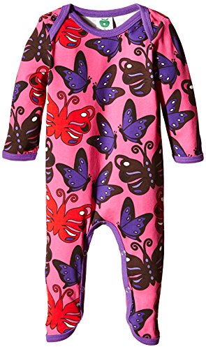 Smafolk Baby-Girls Butterflies Animal Print Bodysuit, Pink, 9-12 Months (Manufacturer Size:80)
