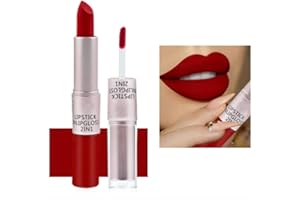 ICATUENY 2 In 1 Matte Lipstick,Liquid Lipstick Long Lasting Highly Pigmented Color Waterproof Not Fade Matte Lip Gloss for Girls & Women (050)