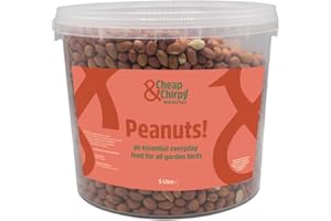 Cheap & Chirpy Wild Bird Peanuts 5 L Tub - Wild Bird Food & Squirrel Nuts, Protein Rich Bird Nuts for Small Garden Birds & Large Birds