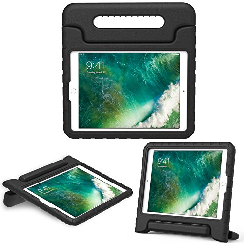 MoKo Hülle für Neu iPad 9.7 Zoll 2017 - Superleicht EVA Stoßfest Kinderfreundlich Kinder Schutzhülle mit umwandelbarer Handgriff Handle und Standfunktion für Apple New iPad 2017 9.7 Zoll / iPad Air / iPad Air 2 Tablet, Schwarz