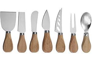 NORHOR Set regalo di 7 coltelli da formaggio in acciaio inox, forchetta per formaggio, coltelli da formaggio, utensili da cucina, set di accessori per feste di Natale.