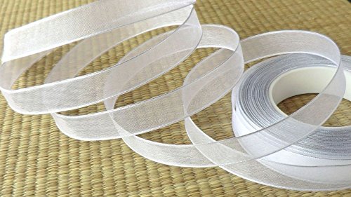 SCHLEIFENBAND Organza 25m x 15mm weiß weiss mit Draht Geschenkband DEKOBAND Hochzeit Antennenband