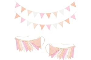 HUAMUDM 2 Pezzi Ghirlanda di bandierine, Catena gagliardetti rosa 2,8 m per la camera dei bambini, Bandierine per Cameretta dei Bambini,Ghirlanda per la Cameretta dei Bambini, Bandierine Compleanno in Tessuto