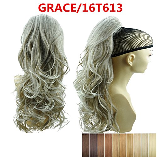 Multi-Color 24"&160g Hair Claw In Pony Tail Ponytail Hair Extensions Curled Wavy GRACE/16T613