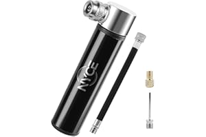NY'CE Gonfleur Ballon - Mini Pompe à air Aluminium - Pompe Velo et Ballon avec Accessoires Aiguille et Cordon de gonflage - Pompe Portable Foot, Basket et Autres - Mini Pompe Velo alu