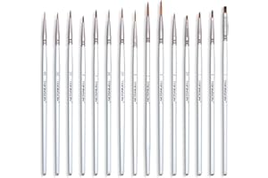 Transon Mini Detail Paint Brush Set 15pcs for Miniature Models Craft Painting for Acrylic Gouache Watercolor Tempera and Oil Paint