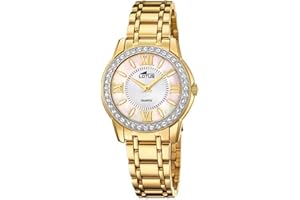 LOTUS Reloj Mujer Analógico de Acero Inoxidable 316l Dorado - Movimiento de Cuarzo - Cristal Mineral de Alta Resistencia - Resistente al Agua 5 ATM - Special Prices 18888/1