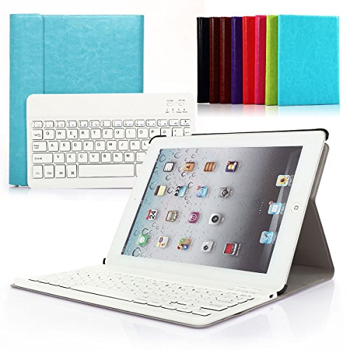 iPad 2 3 4 Deutsche Bluetooth Tastatur,CoastaCloud Ultra-Thin QWERTZ Deutsche Bluetooth Tastatur Keyboard Case für Apple iPad 2 (A1395 A1396 A1397) ; iPad 3 (A1416 A1430 A1403); iPad 4 (A1458 A1459 A1460)Azurblau