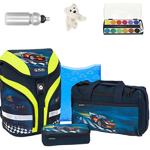 Preisvergleich Produktbild 7 Teile HERLITZ MOTION Schulranzenset ErgoActive® Tragesystem Schulrucksack Ranzen efk (Super Racer 65)