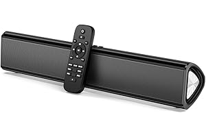 ENJOYNEST Barras de sonido para TV, barra de sonido pequeña de 50 vatios con conexión Bluetooth/óptica/AUX/coaxial, altavoces de barra de sonido de 16 pulgadas con control remoto para PC/juegos/proyectores