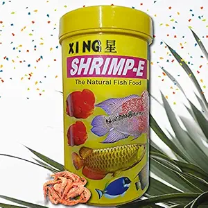 Shrimp E Natural & High Growth Tasty Freeze Dried Premium Aquarium Fish Food for Arowana , Flowerhorn , Red Parrot & All Big Ornamental Fishes by Petish , 25 gm