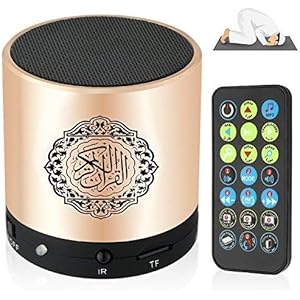 AWH Equantu Portable Qur'an Rechargeable Speaker with Remote Control MP3 Player 8GB TF FM Translator USB (Gold, SQ200)