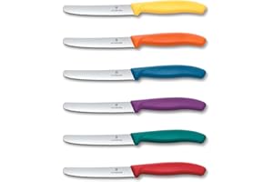 Victorinox Swiss Classic set 6 coltelli da tavola seghettati, coltelli da pane, 11 cm, acciaio inox, lavabile in lavastoviglie, Swiss Made, multicolore