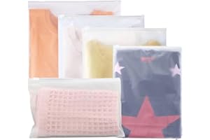 DITK-U 25 Pcs Plastic Travel Storage Bags,Reusable Ziplock Bags,Plastic Hospital Bag,Frosted Nonporous Waterproof Ziplock Bags for Clothes,Maternity,Shoes, Cosmetics,5 Sizes