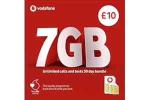 GLOBALSIMS Vodafone 7GB Data Bundle, 30 Day Unlimited Calls and Texts, £10 | Pay As You Go | UK SIM CARD