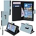 Produktbild MADCASE Nokia Lumia 920 Premium Qualität Leder / Hardcase / Gel / Silikon / Langlebig / Transparent / Klar / Geldbörse / Kredit Kartenhalter Flip Hülle Stoßstange Ständer Abdeckung mit Display Schutz und Eingabestift Berührung stift - Lichi PU Leder - Sky Blau
