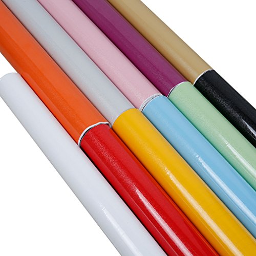 AuraLum® 5M Selbstklebend Tapeten Rollen Refurbished Küchenschränke Kleiderschrank PVC Aufkleber Folie Möbel Schrank Tür Papier für Wandplakate Self Adhesive Sticker Wandaufkleber – Weiß - 9