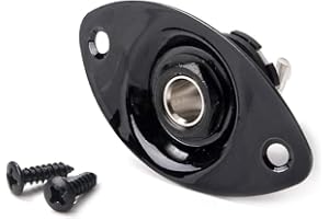SUPVOX Jackplate, piastra ovale per chitarra elettrica e basso, in metallo, presa jack ingresso/uscita da 6,35 mm, con 2 viti di fissaggio (nero)