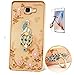 Produktbild ISENPENK Samsung Galaxy S6 edge(2015)Ring Hülle,Ultra Slim Soft TPU Silikon Pattern Transparent Schutzhülle,3D Bling Glitzer Strass Durchsichtig Weichem Silicone Thin Handy Hülle,Butterfly Blume Kristall Diamant Glänzend Stoßdämpfend Spiegel Schutz Crystal Case Tasche Etui Bumper mit Diamant Ring Halter Ständer Standfunktion Wasserdicht Case für Samsung Galaxy S6 edge(2015) 5.1 Zoll-[pfau stehend blau ]+Panzerglas Folie/ Display foile/ Schutzfolie