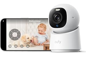 eufy Innenkamera E30, Neue Generation, 4K UHD-Überwachungskamera innen, Haustier-/Babykamera mit Phone-App, Auto-Tracking Mensch/Tier, Farb-Nachtsicht, 360° Schwenken & Neigen, Unterstützt Homekit