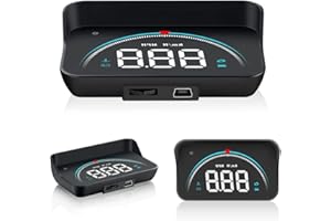 PIOUSUNT M8 Head-up-Display für Autos, OBD2 Digitaler Speedometer HUD-Projektor mit Drehzahl, Volt, Kühlmitteltemperatur, Kilometerstand, Geschwindigkeitsüberschreitung und Müdigkeitswarner