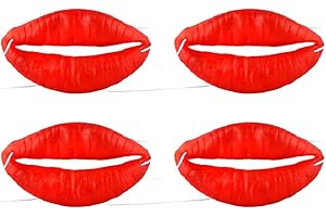 VEPOTY Wurst Mund 4pcs Gefälschte Rote Lippen Realistische Gesichtsbehälter -Cartoon Red Lippen Dekors Lustige Schwierige Requisiten Für Cosplay -partyzubehör