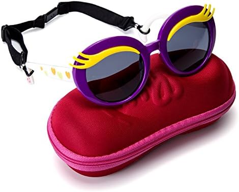 Kids Junior Polarized Sunglasses for Girls Eyelash Plastic Frame Reflective Lenses by Comcl (Purple)