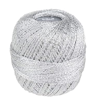 Grundl 872-8202 Glitter Pelote de Fil à Crocheter pailleté Argenté 25 g