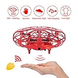 NEWYANG Mini Drône UFO pour Enfants - Jouet Volant Hélicoptère Télécommandé Drône USB Rechargebale Drone Quadcopter Drone avec Commande Manuelle Drone Cadeau Jouets Volants pour Adolescents (Rouge)