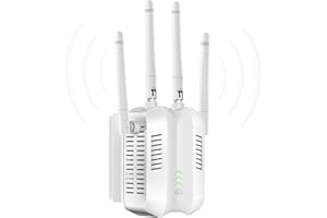 DOBWGXZ 2025 Upgraded WiFi Extender Booster, WiFi Booster Range Extender with Ethernet Port, 4 Antennas Internet Booster, Home Wireless Signal Booster, Quick Setup