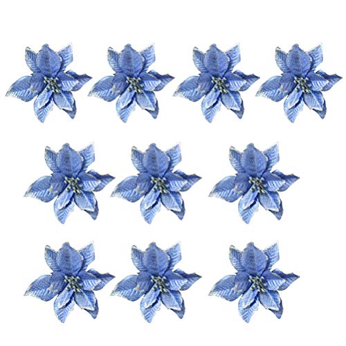 Preisvergleich Produktbild BESTOYARD Weihnachtsstern Blumen Weihnachtsbaum Kranz Ornament 10 Stücke 13cm (Blau)