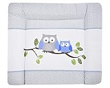 Julius Zöllner Wickelauflage Softy Folie kleine Eulen blau in verschiedenen Größen 65 x 75 cm