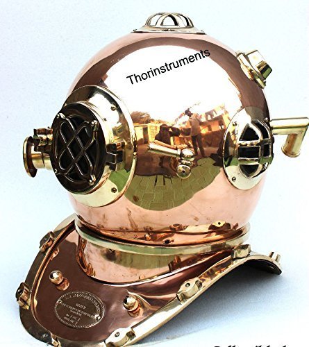 Thor Instruments.Co Casque de scaphandrier en laiton et cuivre massif plongeurs de plongée avec insigne de la US Navy