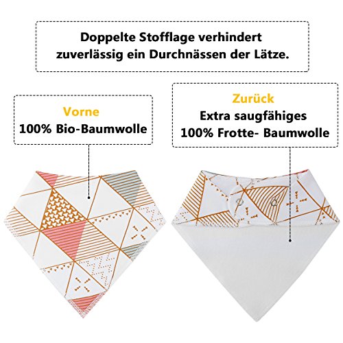 4er Baby Dreieckstuch Lätzchen Spucktuch Mit Druckknöpfen Multifunctional, von Future Founder - 3