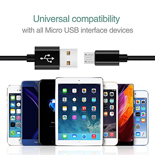Cable Chargeur huawei p smart Mate 10 Lite  P10 lite  P9 lite P8 lite 2017 Y6  2017 2018 Cordon Cable Micro USB 1M 2M Fast Charge Rapide en Aluminium Interfaces pour Wiko jerry  freddy view xl sunset 2 pulp rainbow lite u feel lite robby  tommy 1 Zte blade v7 lite blade a610 plus-Noir 2 Pack