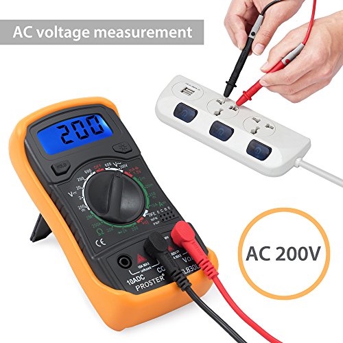 Proster Digitaler Multimeter mini digitaler Mulitmeter Manueller Bereich Voltmeter Ammeter Ohmmeter DMM DC Strom Spannung Widerstand Diode Durchgang mit Buzzer, LCD Hintergrundbeleuchtung und Batterietestfunktion für Schule, Labor, Fabrik usw. - 6